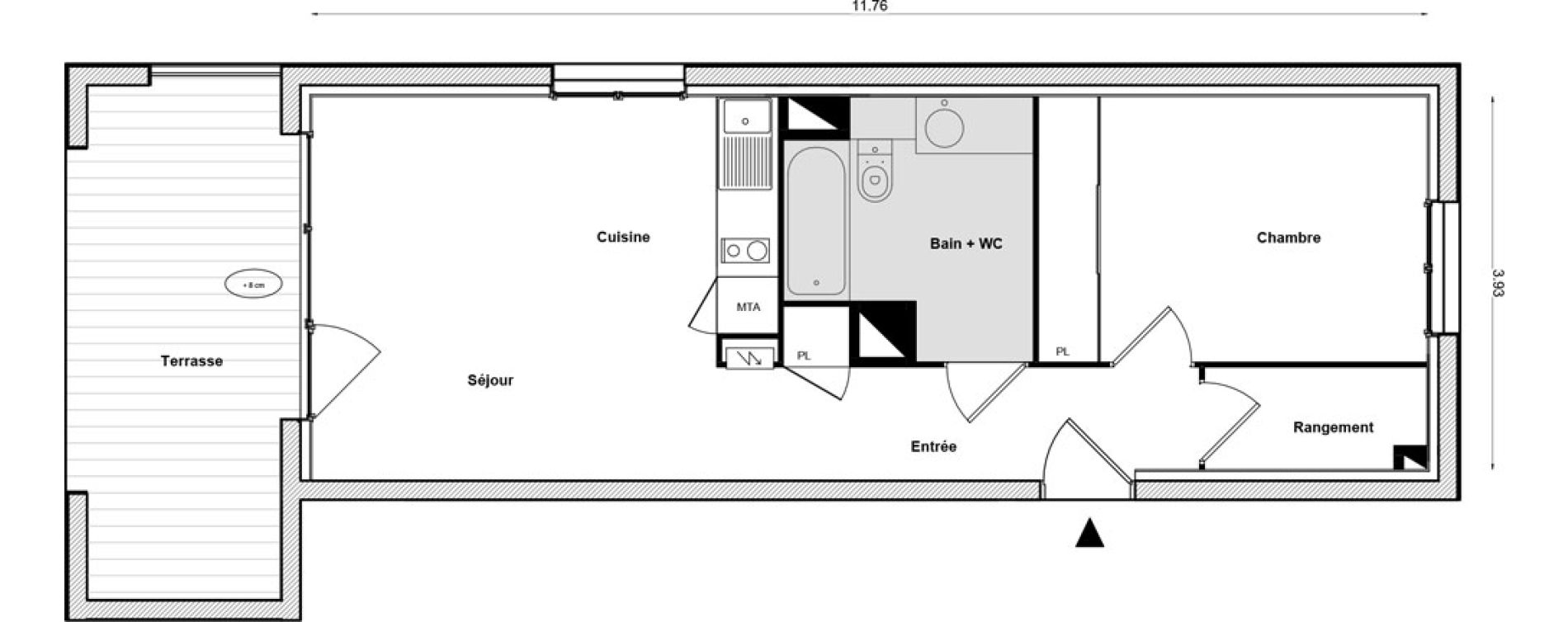 Appartement T2 de 45,51 m2 &agrave; Toulouse Malep&egrave;re