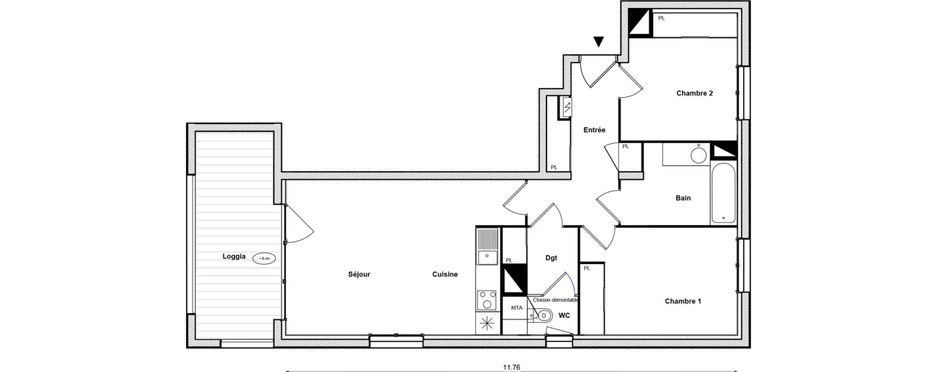 Appartement T3 de 62,35 m2 &agrave; Toulouse Malep&egrave;re