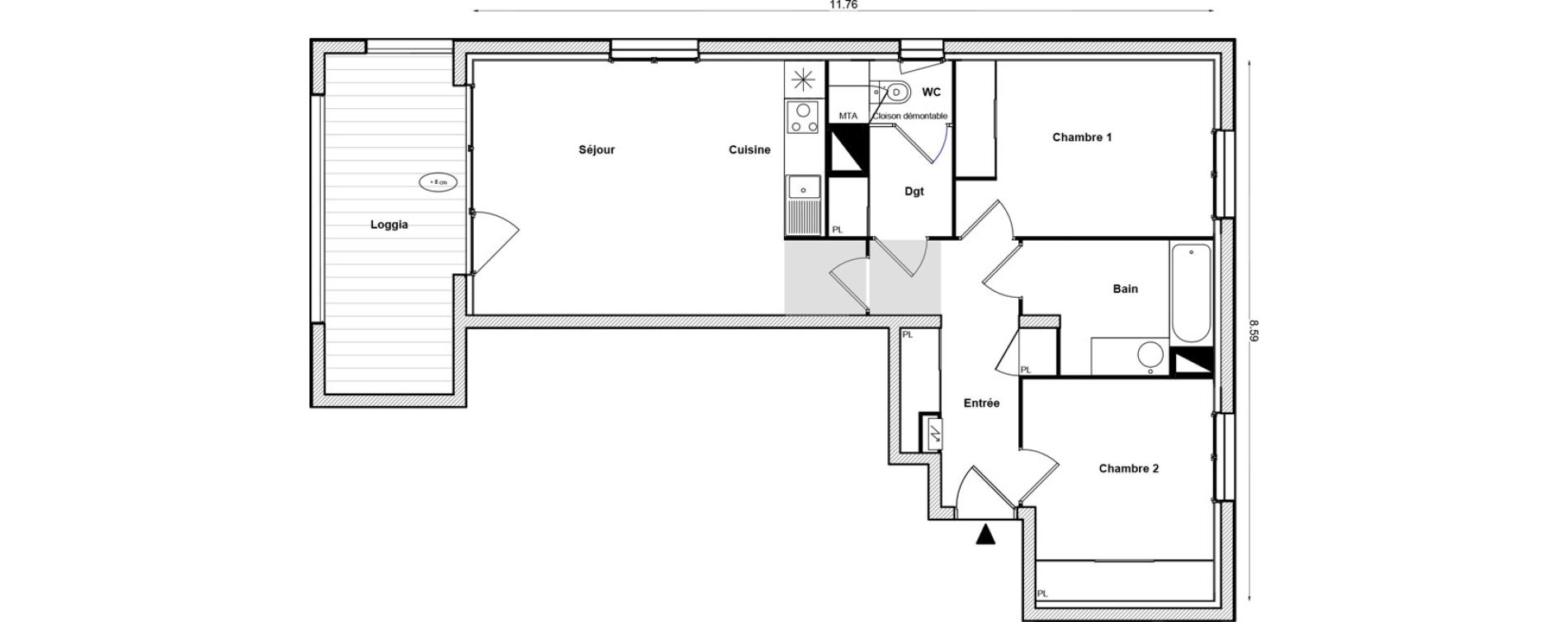 Appartement T3 de 63,35 m2 &agrave; Toulouse Malep&egrave;re