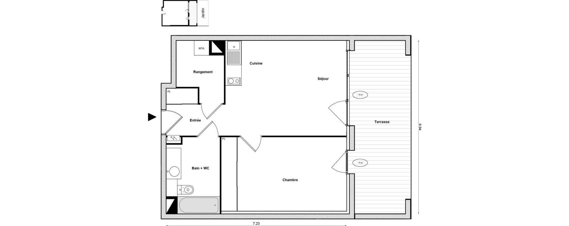 Appartement T2 de 47,23 m2 &agrave; Toulouse Malep&egrave;re