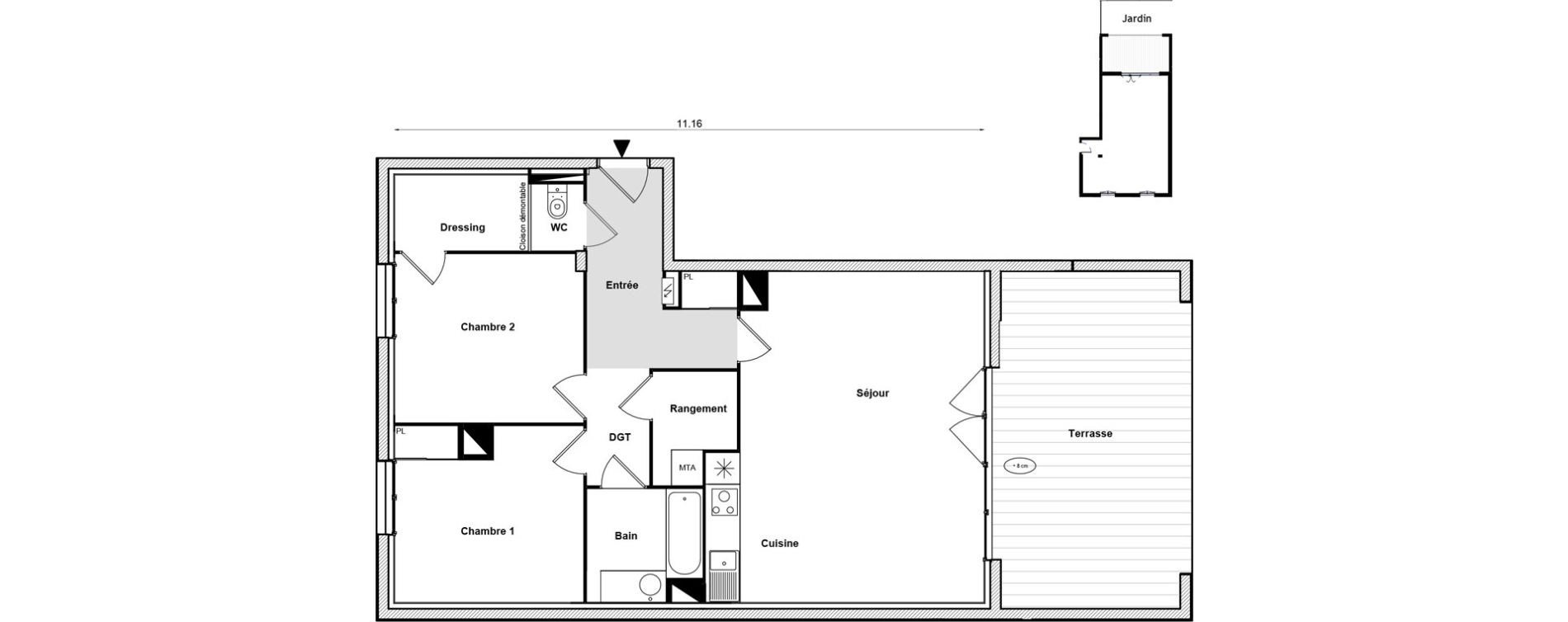 Appartement T3 de 76,38 m2 &agrave; Toulouse Malep&egrave;re