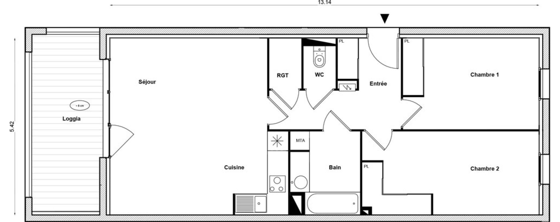 Appartement T3 de 68,99 m2 &agrave; Toulouse Malep&egrave;re