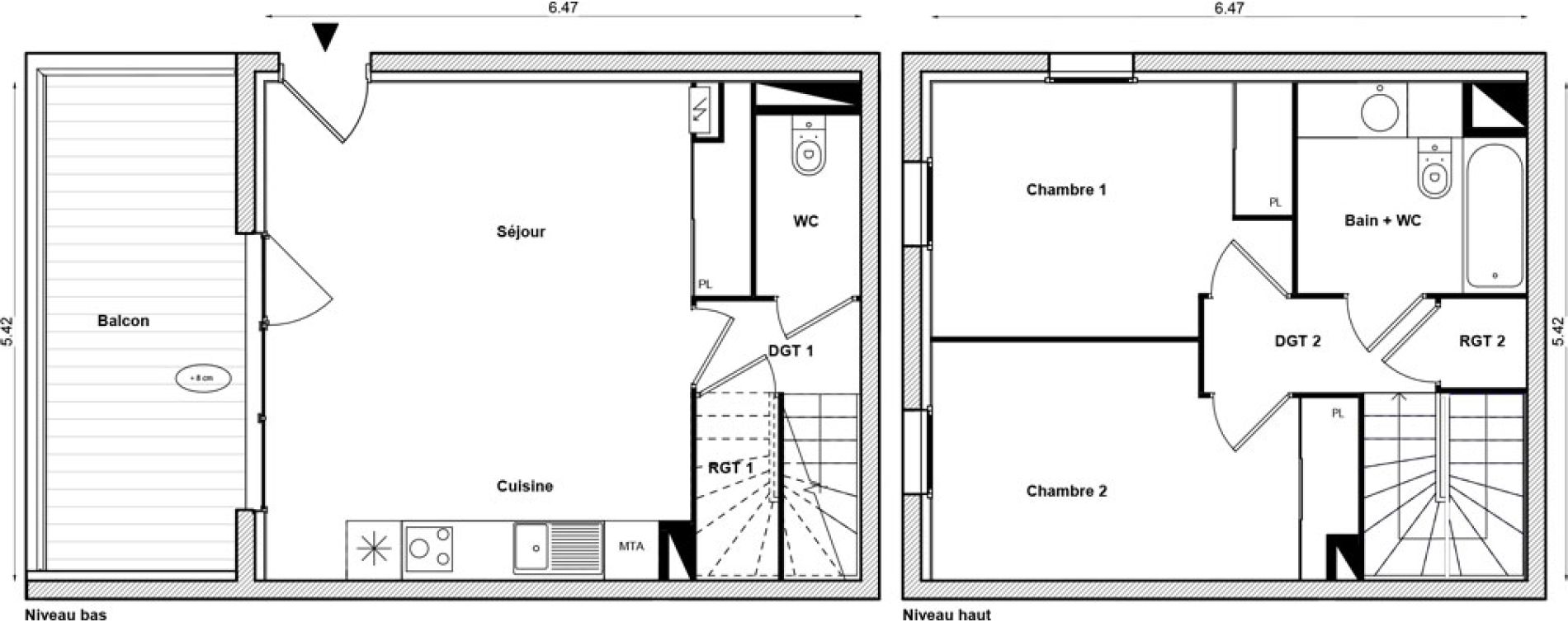 Appartement T3 de 63,47 m2 &agrave; Toulouse Malep&egrave;re