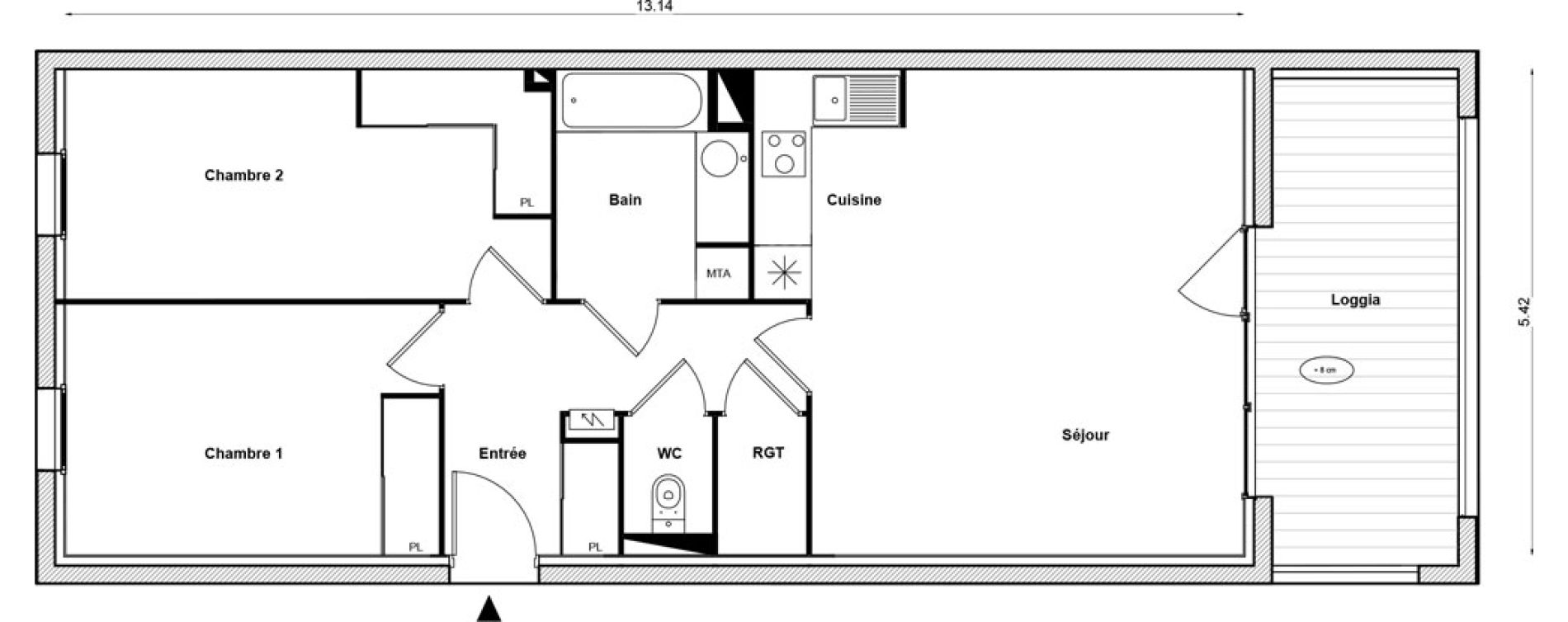 Appartement T3 de 68,99 m2 &agrave; Toulouse Malep&egrave;re