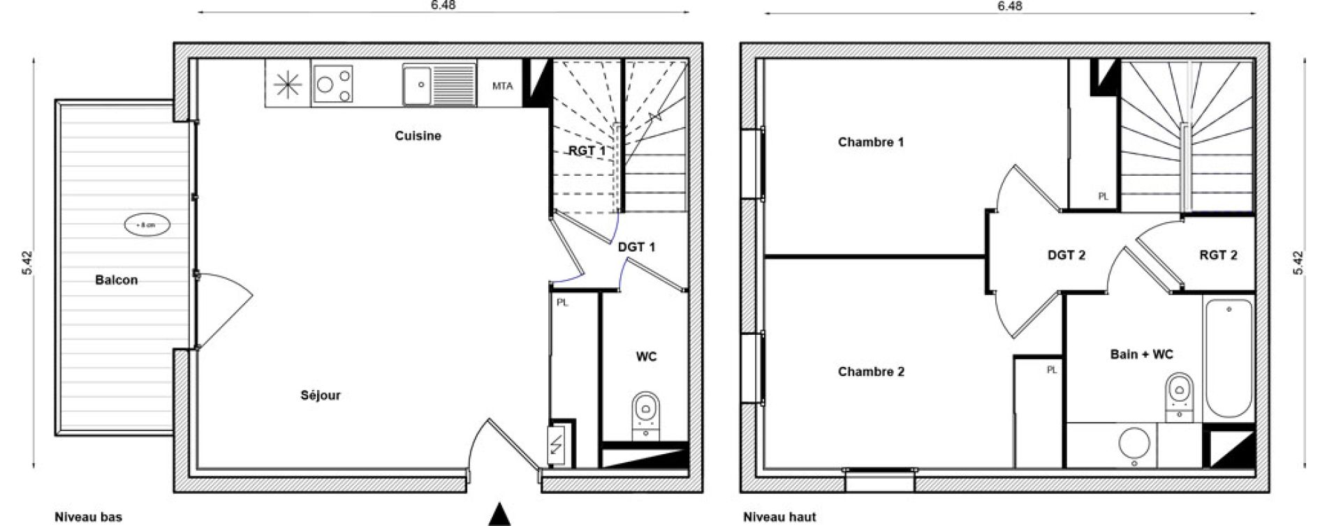 Appartement T3 de 62,02 m2 &agrave; Toulouse Malep&egrave;re