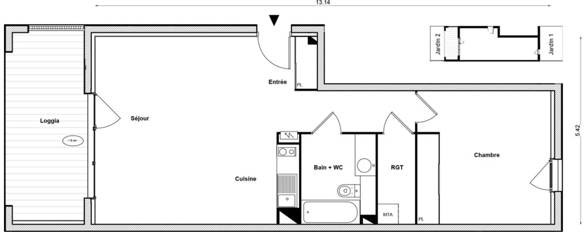 Appartement T2 de 59,32 m2 &agrave; Toulouse Malep&egrave;re