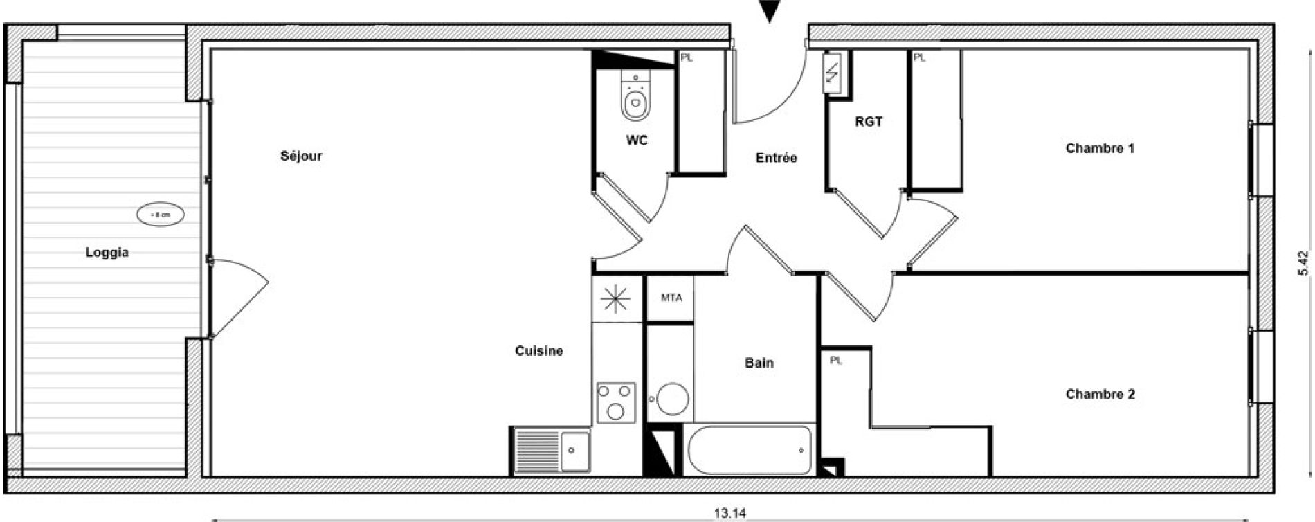 Appartement T3 de 68,98 m2 &agrave; Toulouse Malep&egrave;re