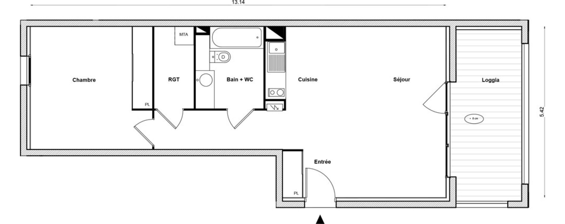 Appartement T2 de 57,75 m2 &agrave; Toulouse Malep&egrave;re