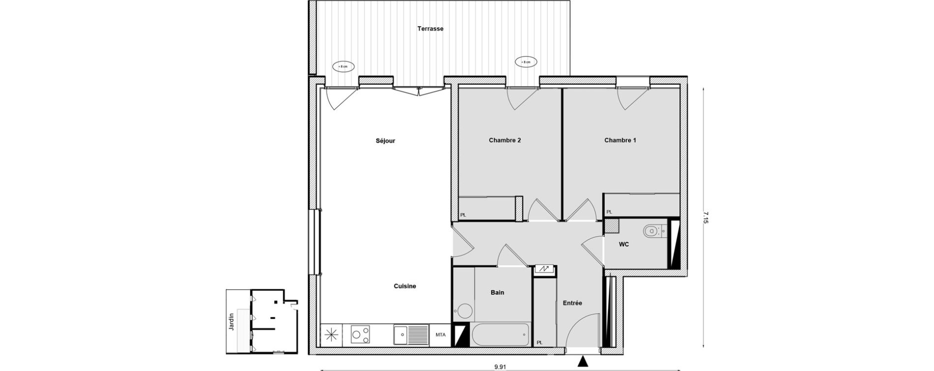 Appartement T3 de 62,96 m2 &agrave; Toulouse Malep&egrave;re