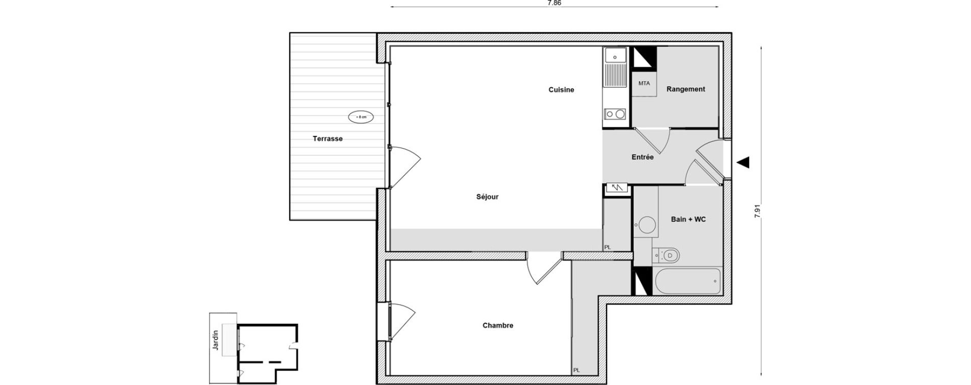 Appartement T2 de 54,38 m2 &agrave; Toulouse Malep&egrave;re