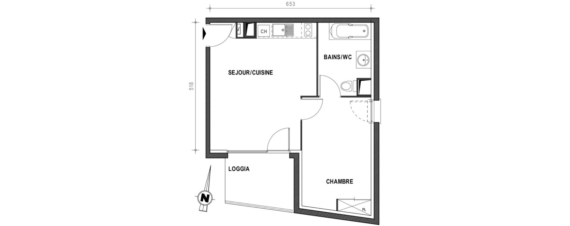 Appartement T2 de 39,40 m2 &agrave; Toulouse Croix daurade
