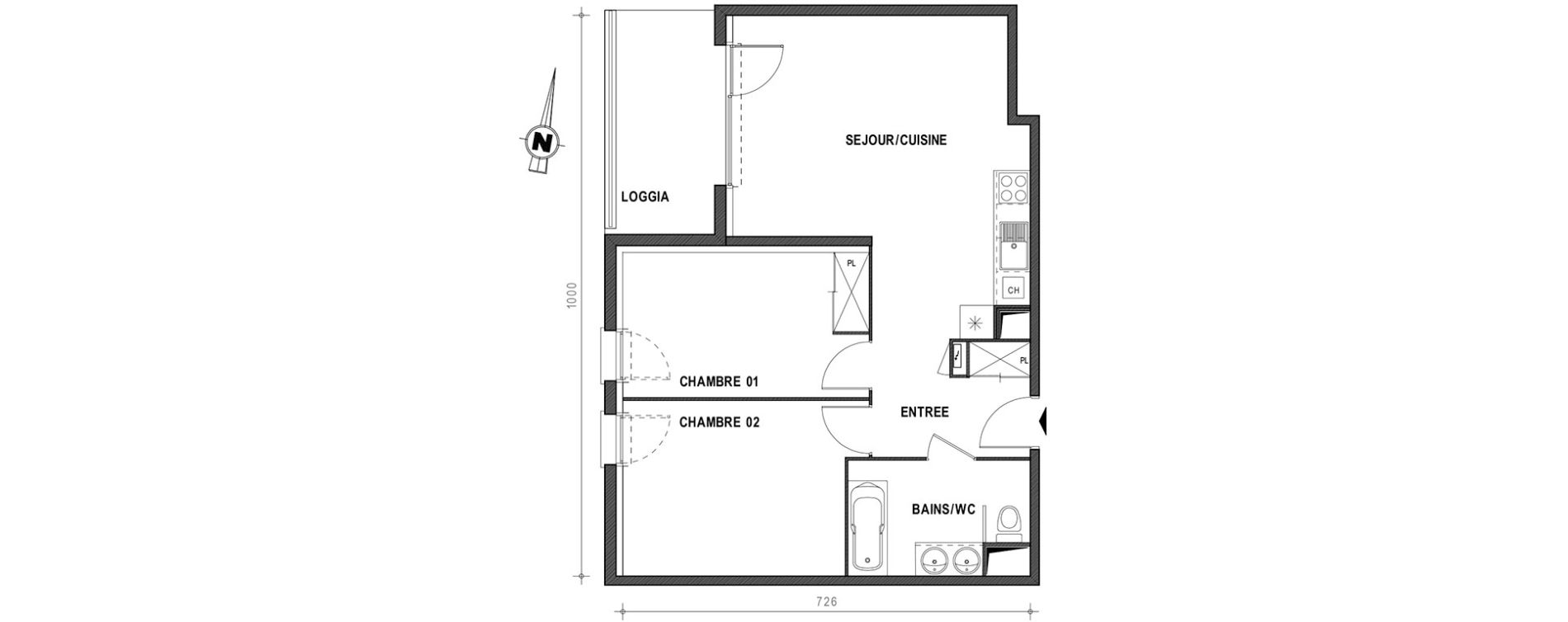Appartement T3 de 61,03 m2 &agrave; Toulouse Croix daurade