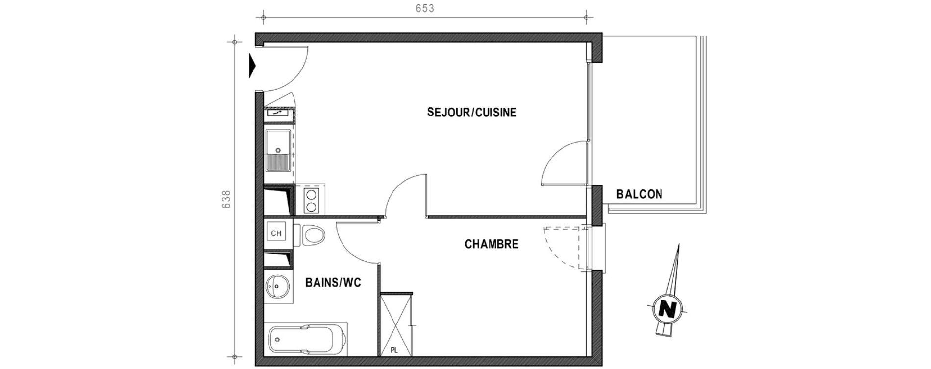 Appartement T2 de 40,00 m2 &agrave; Toulouse Croix daurade