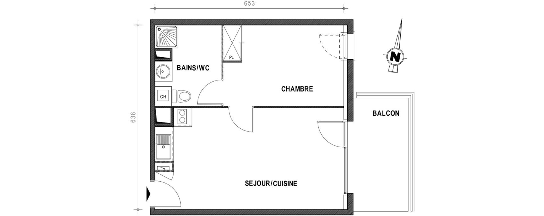 Appartement T2 de 39,90 m2 &agrave; Toulouse Croix daurade
