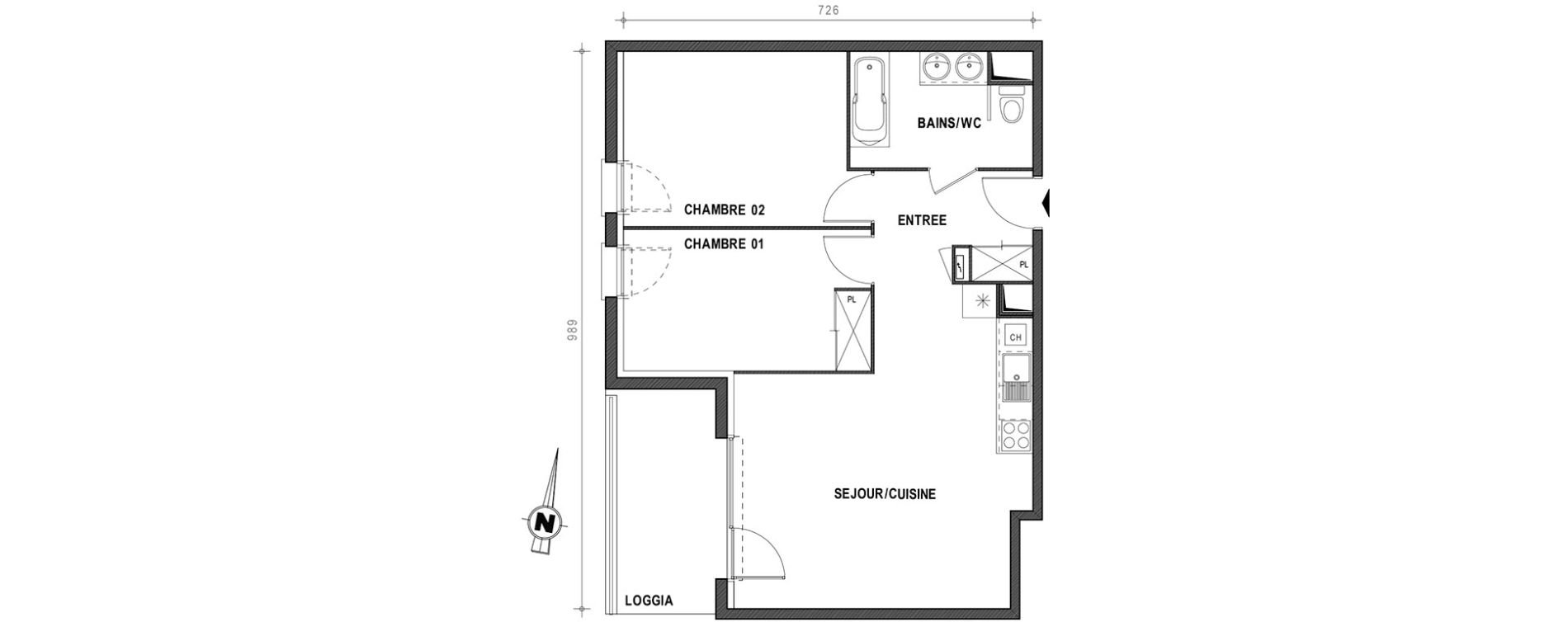 Appartement T3 de 60,93 m2 &agrave; Toulouse Croix daurade