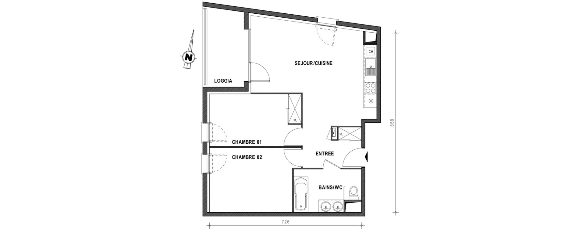 Appartement T3 de 60,14 m2 &agrave; Toulouse Croix daurade
