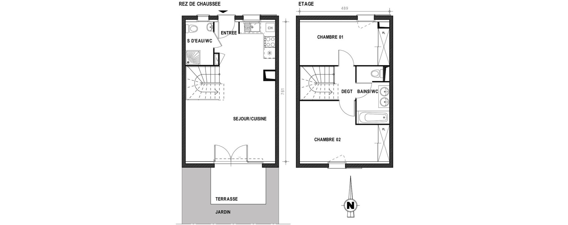 Maison T3 de 66,40 m2 &agrave; Toulouse Croix daurade