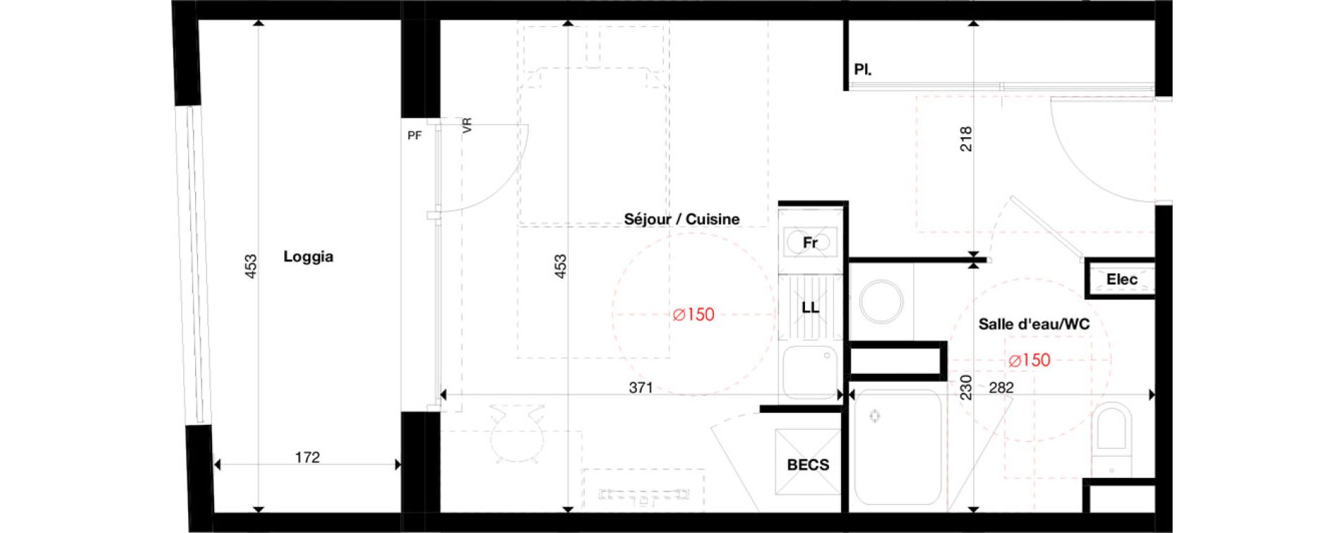 Duplex T1 de 28,61 m2 &agrave; Toulouse Borderouge