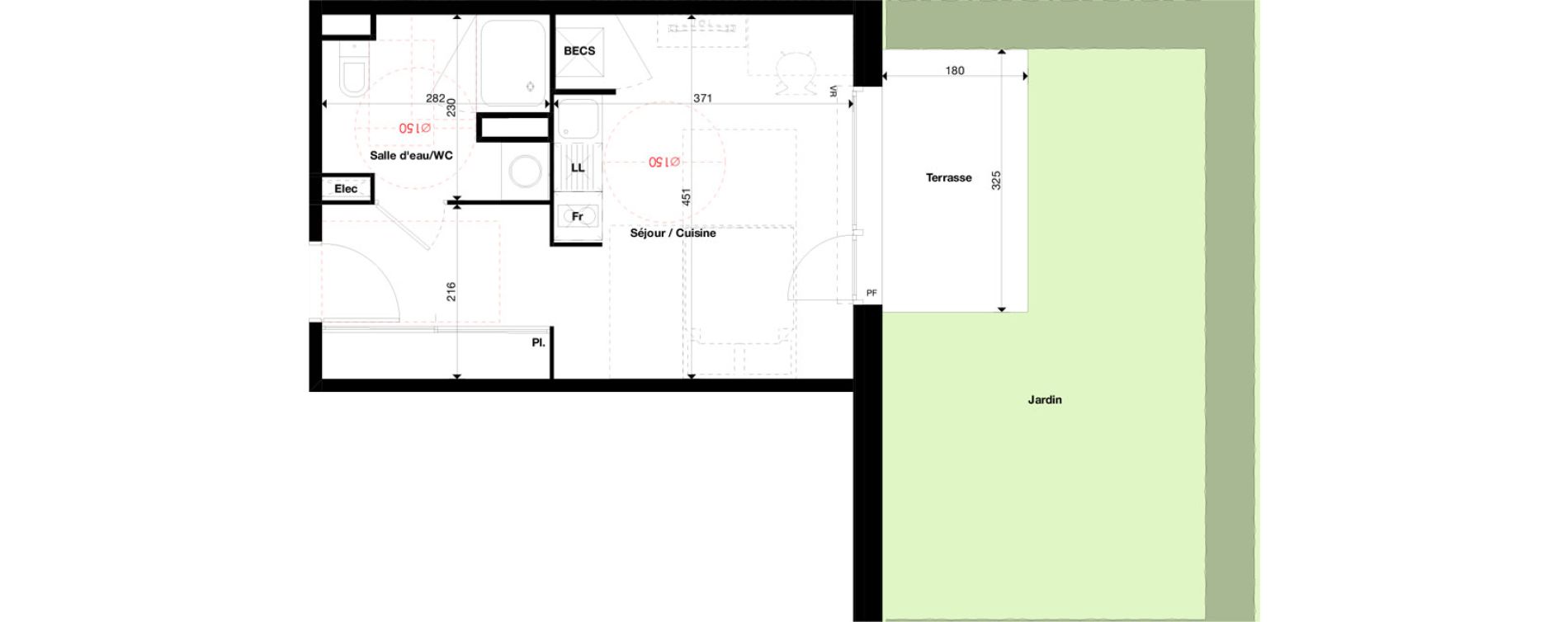 Duplex T1 de 28,48 m2 &agrave; Toulouse Borderouge