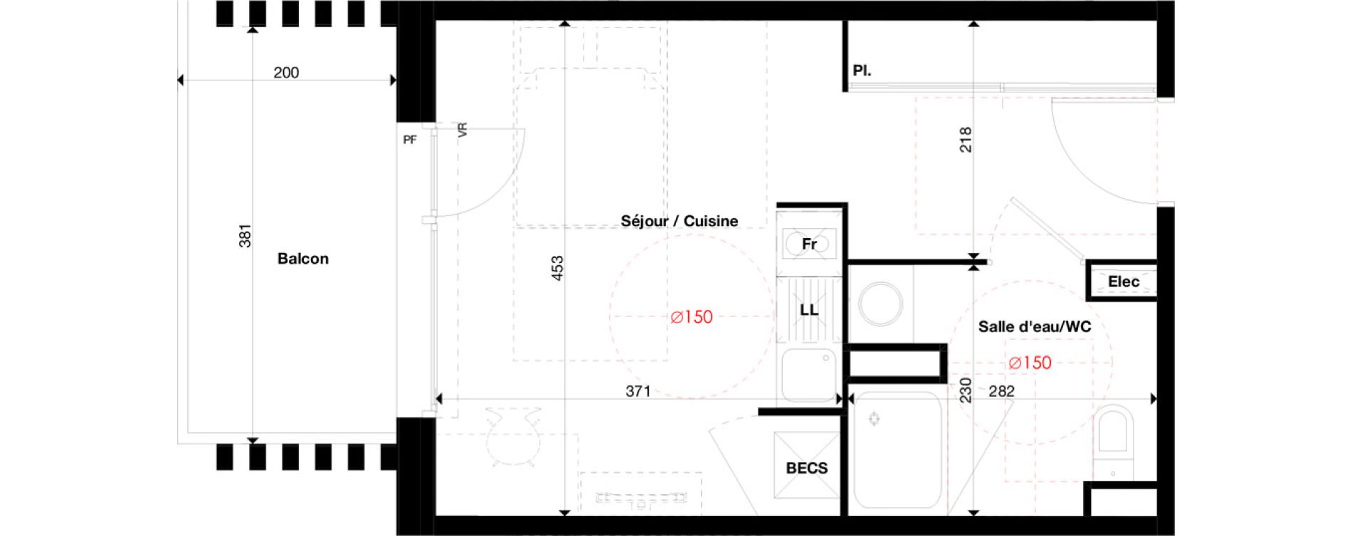 Duplex T1 de 28,62 m2 &agrave; Toulouse Borderouge