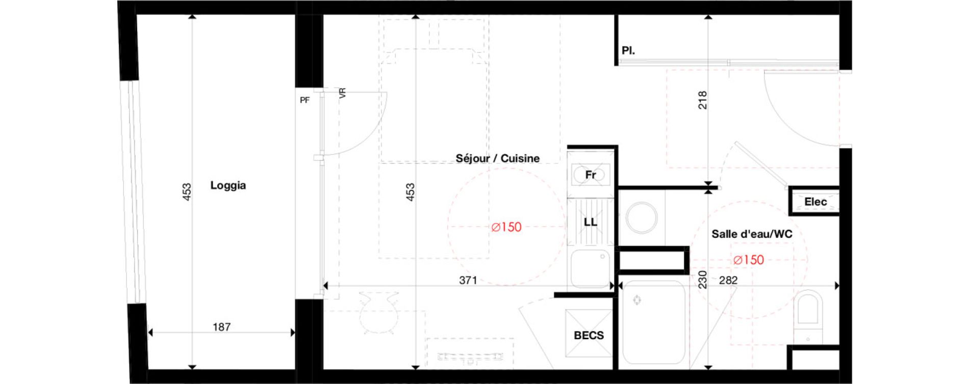 Duplex T1 de 28,62 m2 &agrave; Toulouse Borderouge