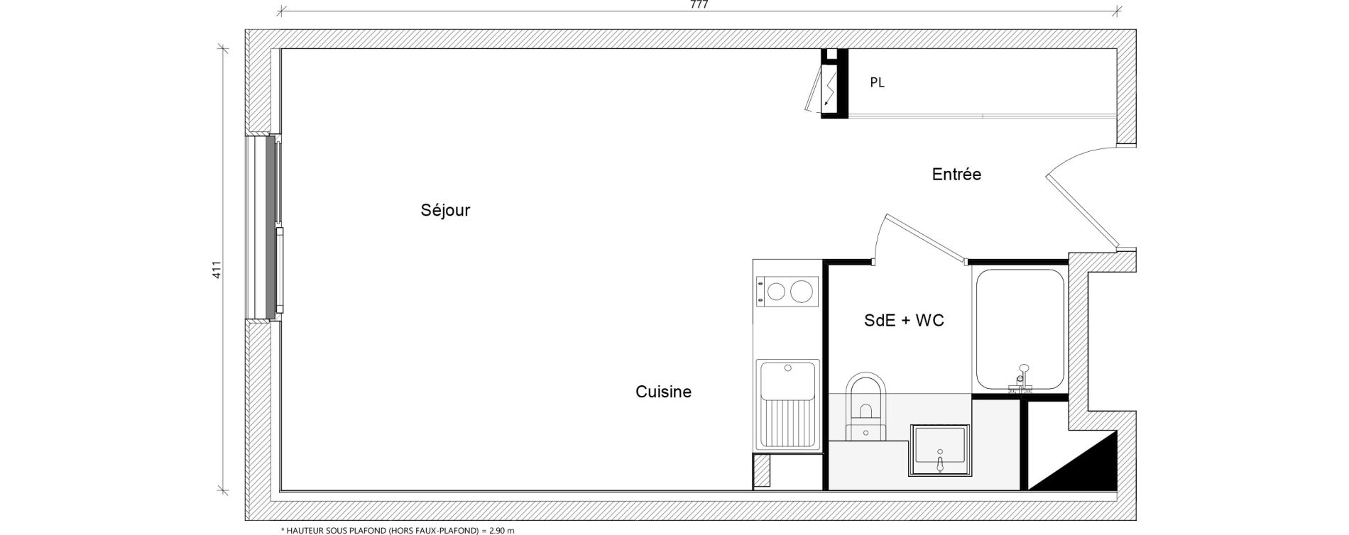 Appartement T1 bis de 29,88 m2 &agrave; Toulouse Ch&acirc;teau de l hers