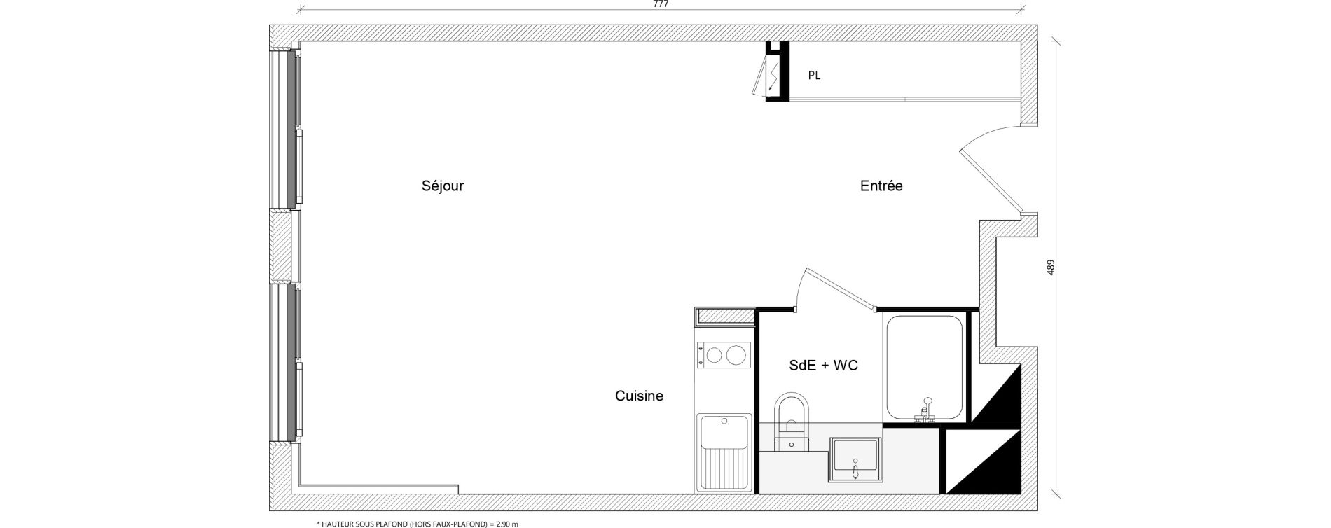 Appartement T1 bis de 35,45 m2 &agrave; Toulouse Ch&acirc;teau de l hers