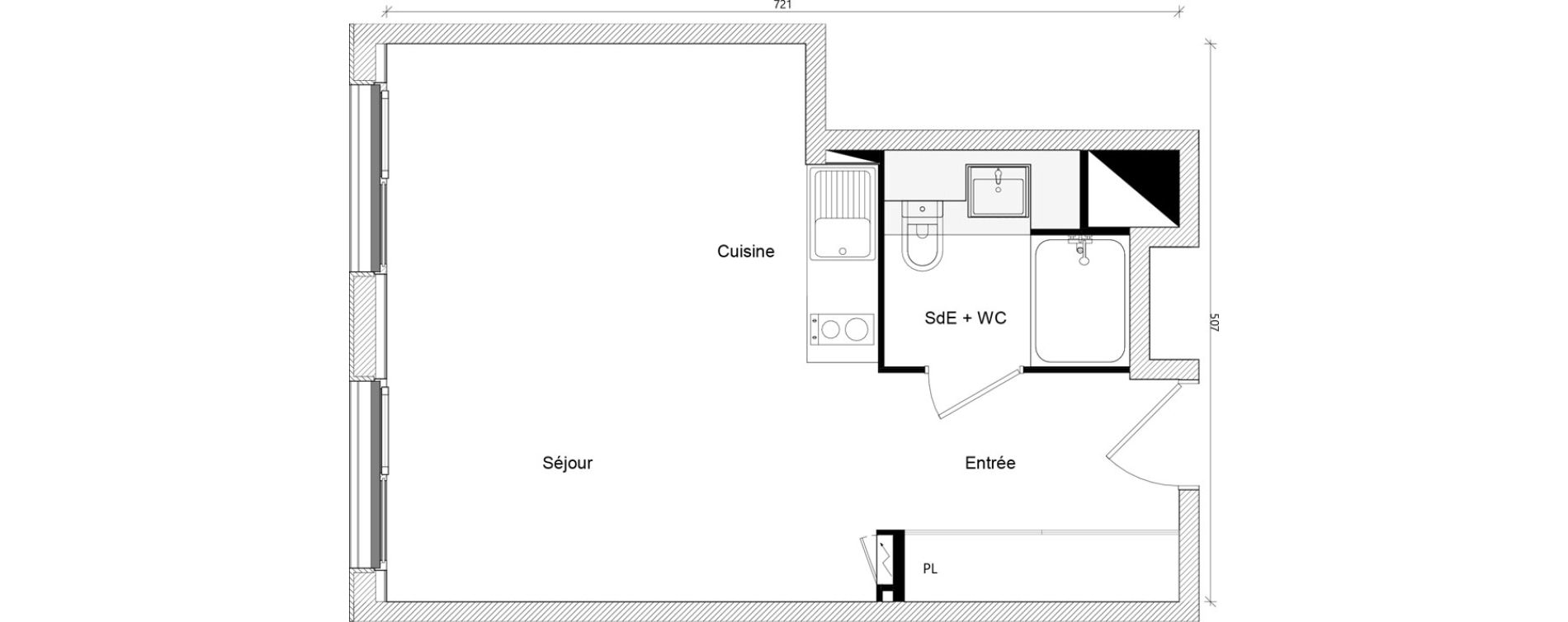 Appartement T1 bis de 31,48 m2 &agrave; Toulouse Ch&acirc;teau de l hers