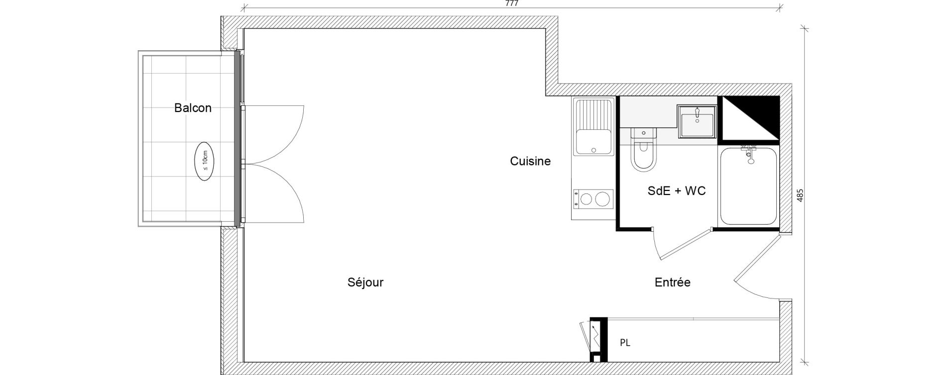 Appartement T1 bis de 33,33 m2 &agrave; Toulouse Ch&acirc;teau de l hers