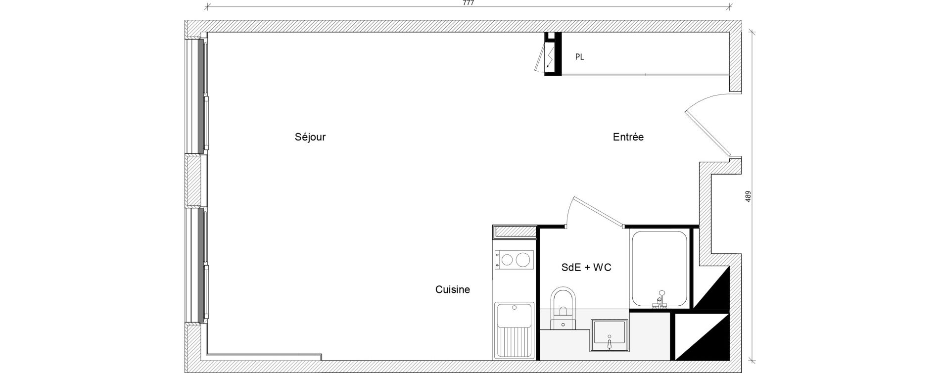 Appartement T1 bis de 35,45 m2 &agrave; Toulouse Ch&acirc;teau de l hers