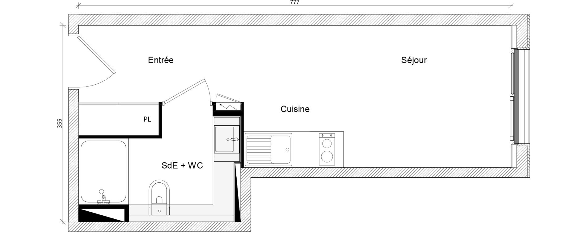 Appartement T1 de 22,09 m2 &agrave; Toulouse Ch&acirc;teau de l hers