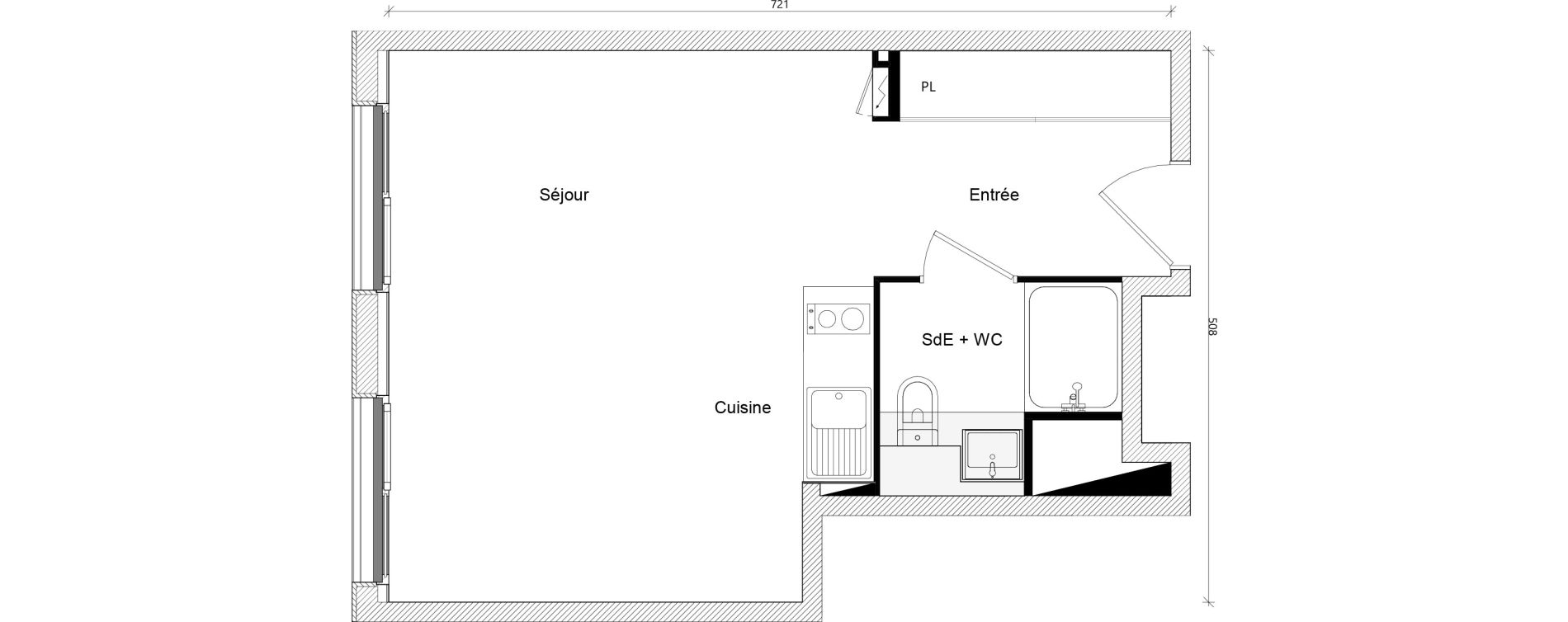 Appartement T1 bis de 31,23 m2 &agrave; Toulouse Ch&acirc;teau de l hers