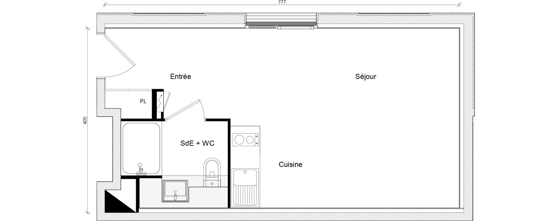 Appartement T1 bis de 29,23 m2 &agrave; Toulouse Ch&acirc;teau de l hers