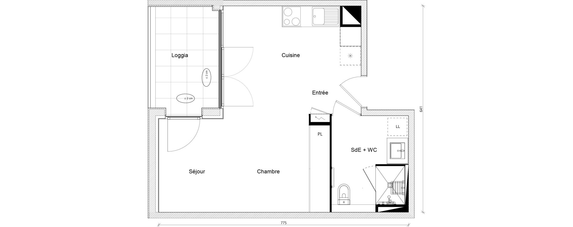 Appartement T1 bis de 36,35 m2 &agrave; Toulouse Ch&acirc;teau de l hers
