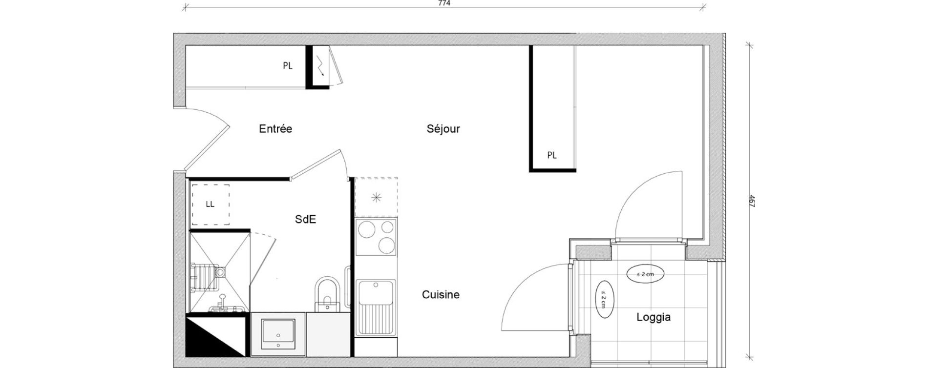 Appartement T1 bis de 31,30 m2 &agrave; Toulouse Ch&acirc;teau de l hers