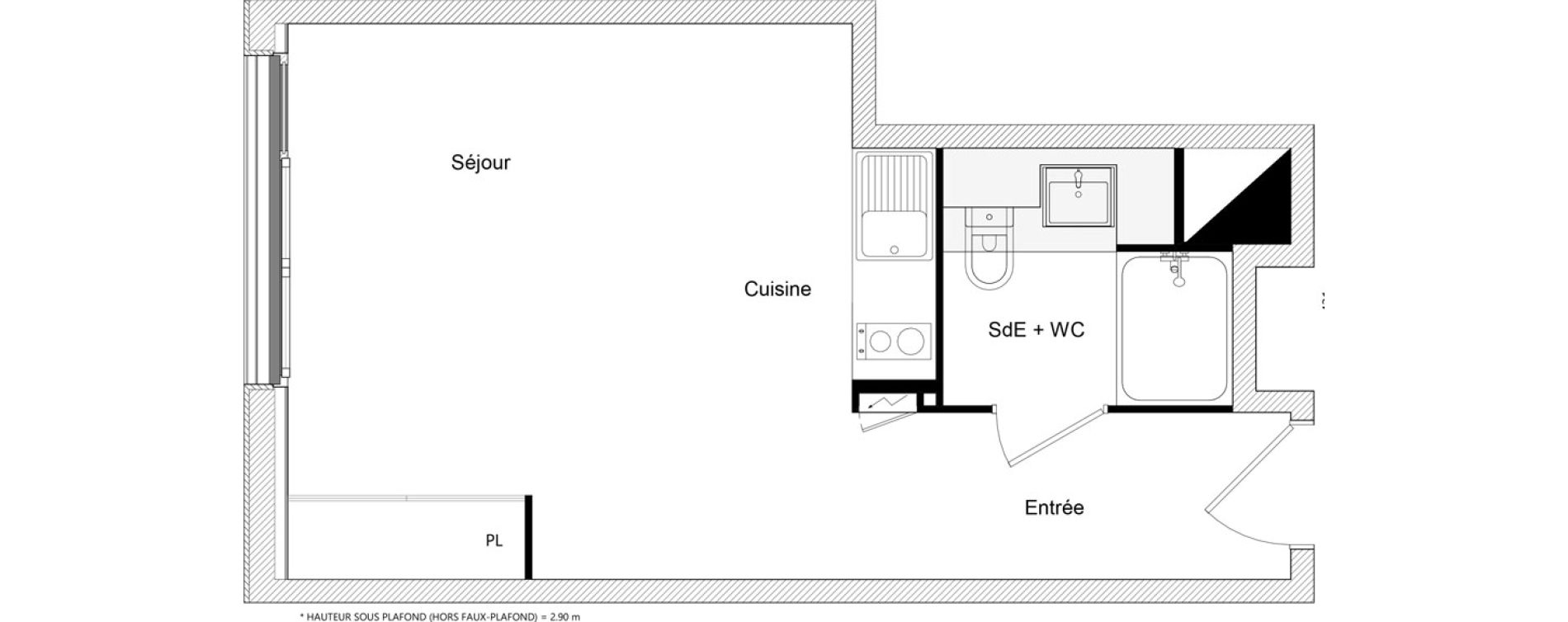Appartement T1 bis de 28,50 m2 &agrave; Toulouse Ch&acirc;teau de l hers