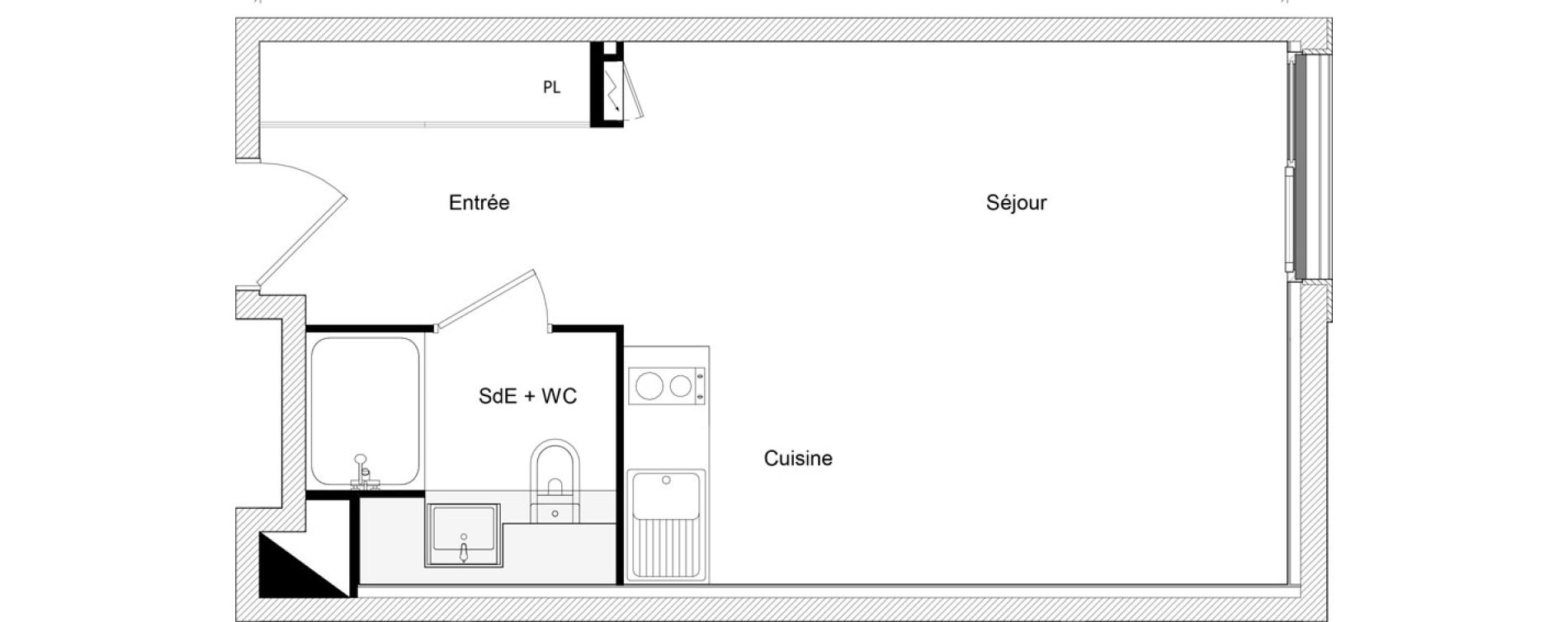 Appartement T1 bis de 30,47 m2 &agrave; Toulouse Ch&acirc;teau de l hers
