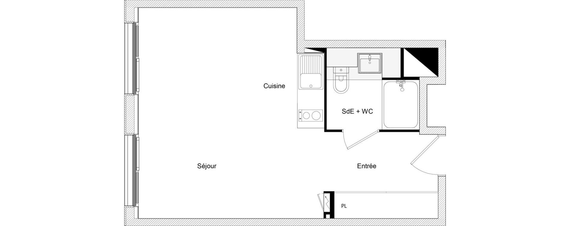 Appartement T1 bis de 31,48 m2 &agrave; Toulouse Ch&acirc;teau de l hers