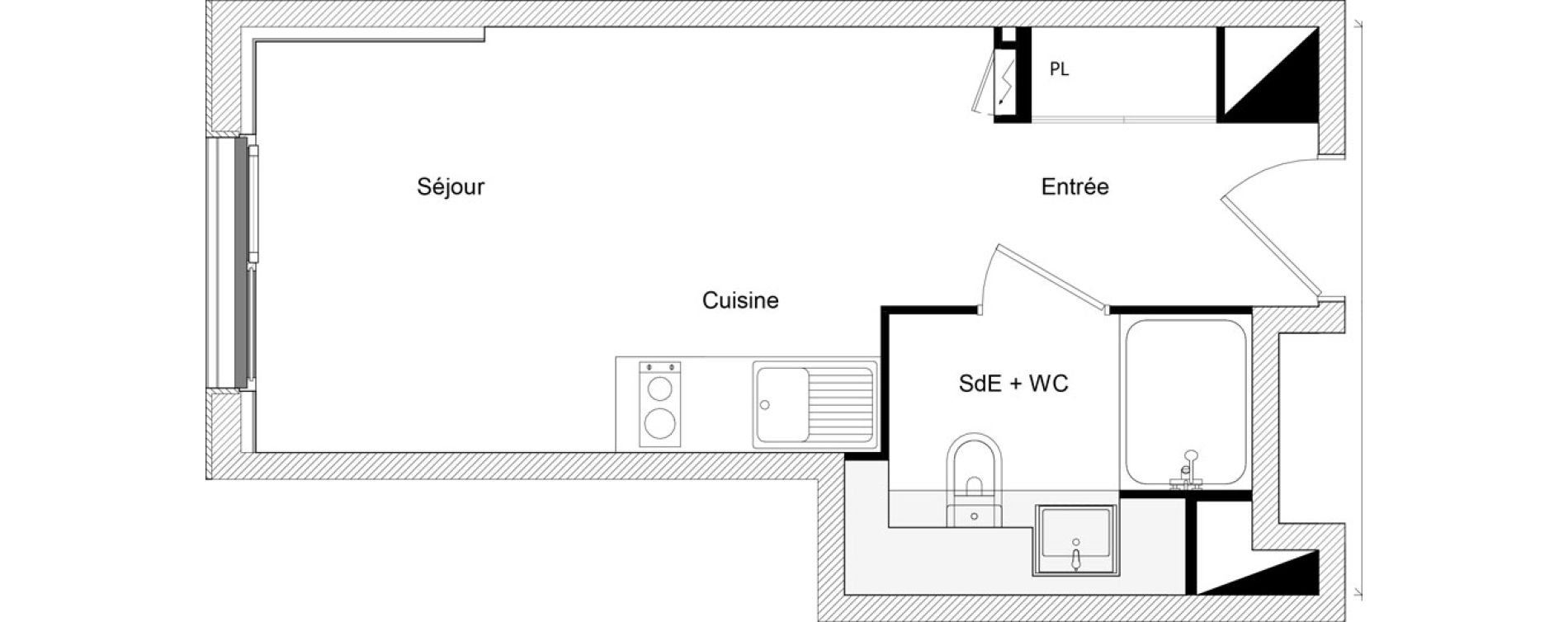 Appartement T1 de 21,75 m2 &agrave; Toulouse Ch&acirc;teau de l hers