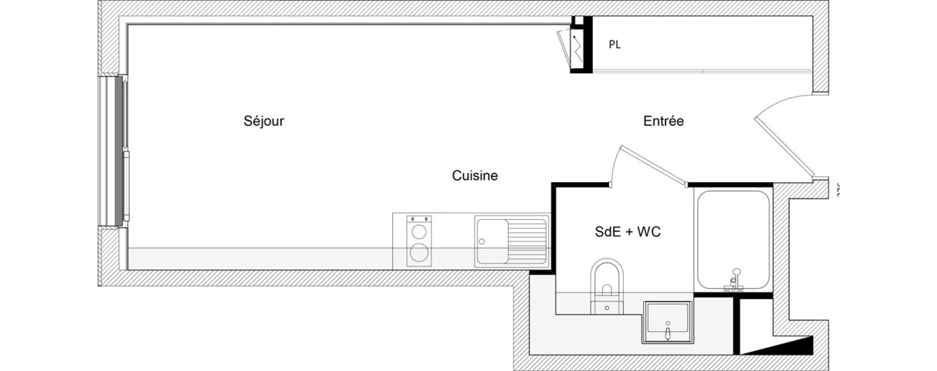 Appartement T1 de 23,48 m2 &agrave; Toulouse Ch&acirc;teau de l hers