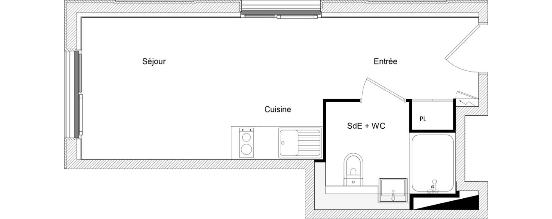 Appartement T1 de 23,28 m2 &agrave; Toulouse Ch&acirc;teau de l hers