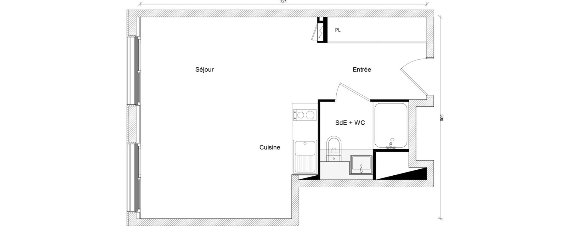 Appartement T1 bis de 31,23 m2 &agrave; Toulouse Ch&acirc;teau de l hers