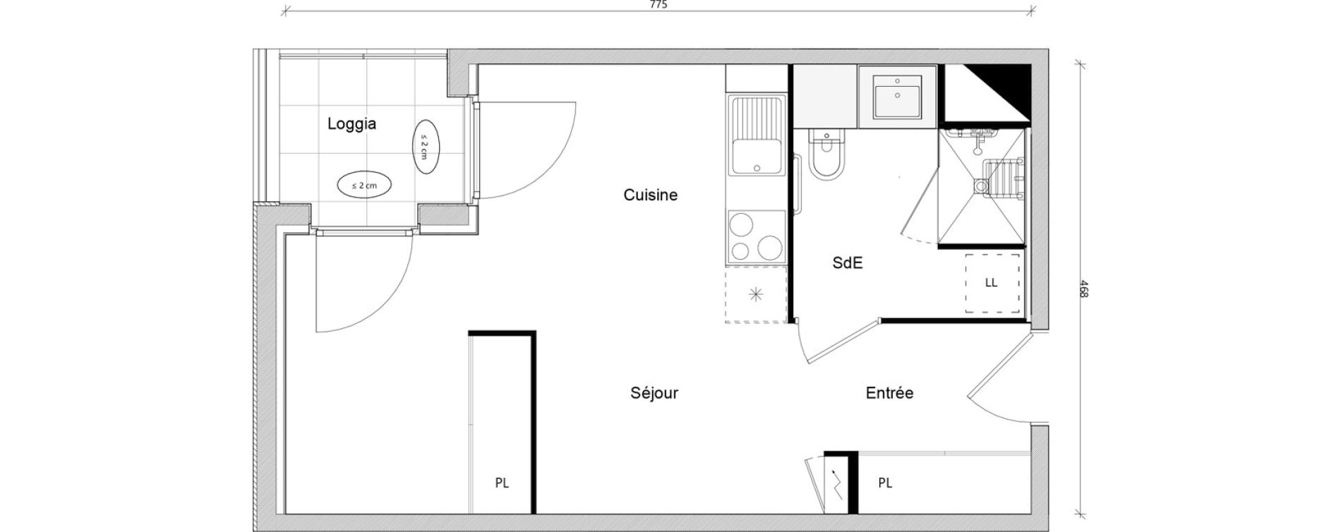Appartement T1 bis de 31,39 m2 &agrave; Toulouse Ch&acirc;teau de l hers