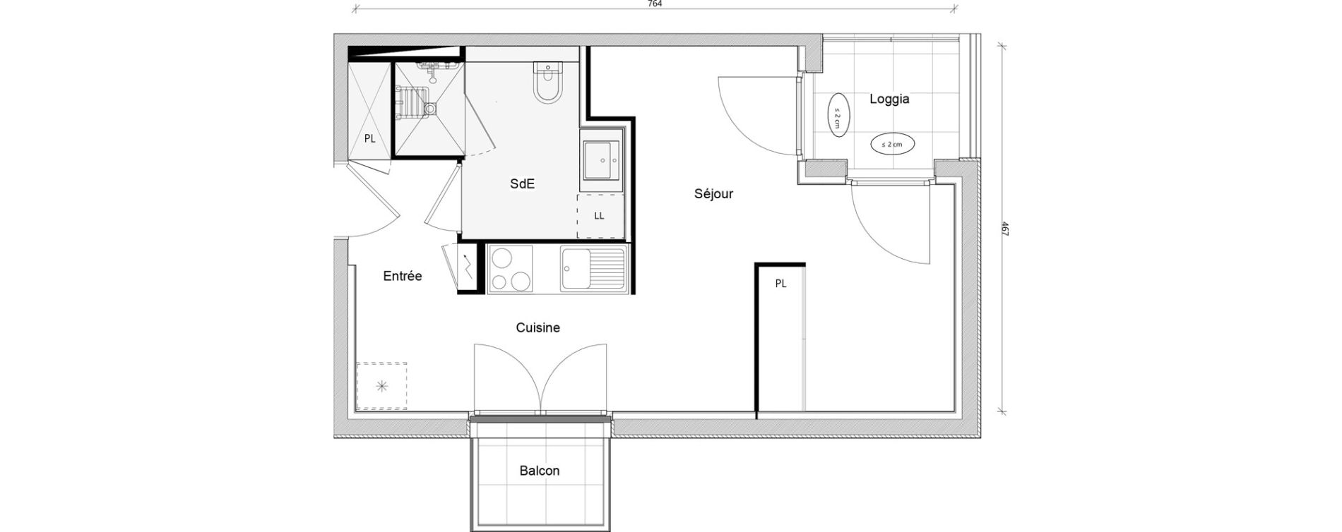 Appartement T1 bis de 31,24 m2 &agrave; Toulouse Ch&acirc;teau de l hers