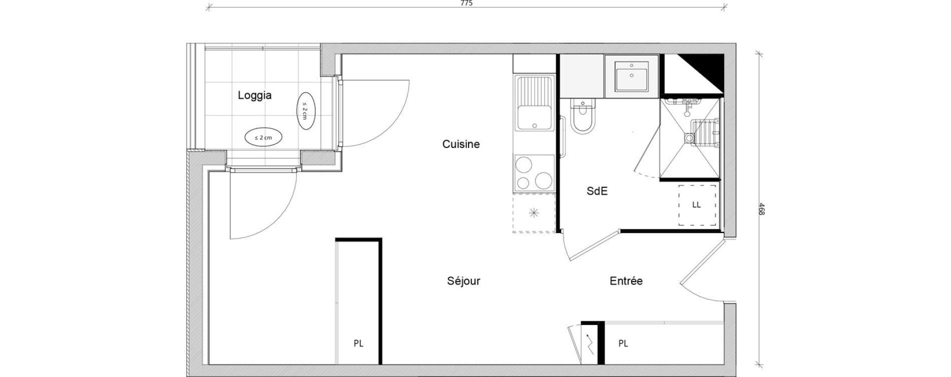 Appartement T1 bis de 31,40 m2 &agrave; Toulouse Ch&acirc;teau de l hers