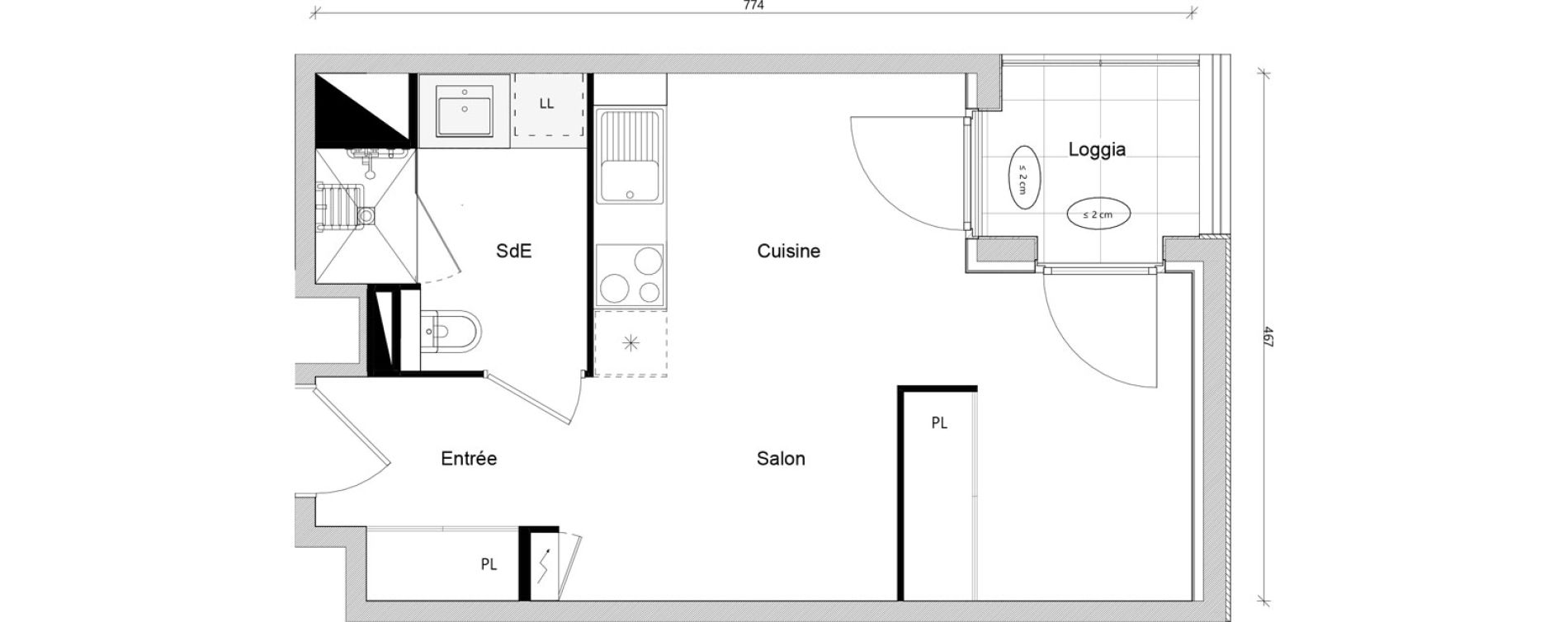 Appartement T1 bis de 30,71 m2 &agrave; Toulouse Ch&acirc;teau de l hers