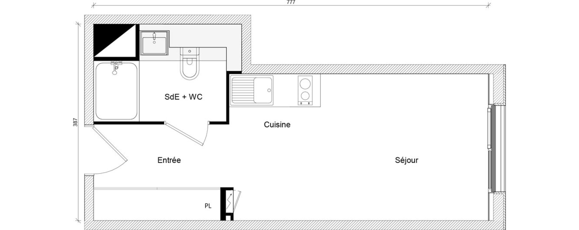Appartement T1 de 24,30 m2 &agrave; Toulouse Ch&acirc;teau de l hers