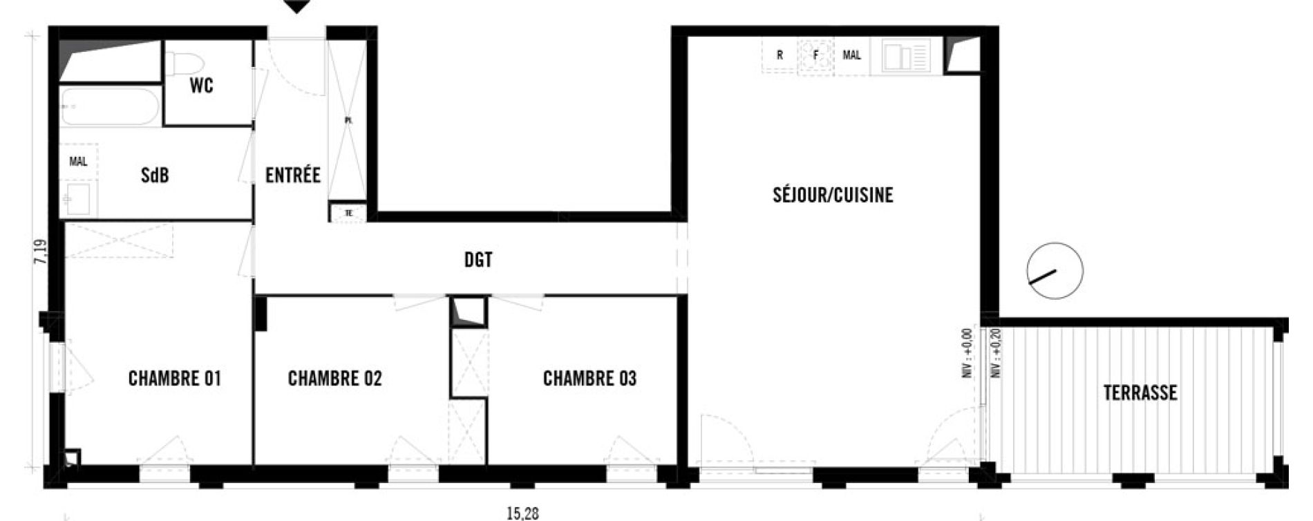 Appartement T4 de 88,67 m2 &agrave; Toulouse Empalot