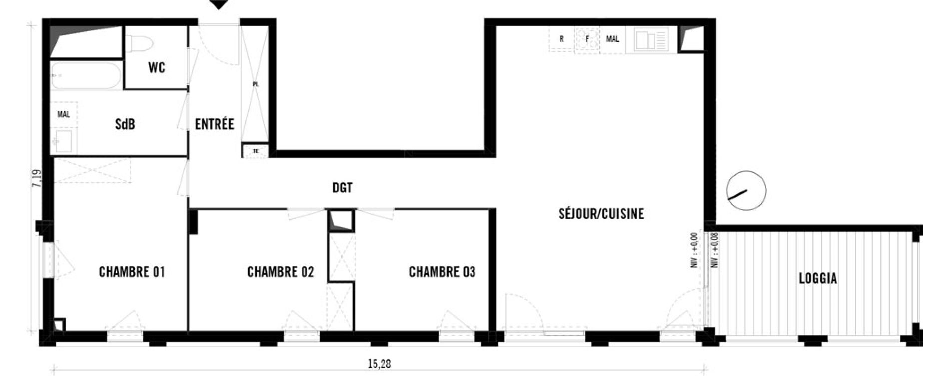 Appartement T4 de 89,27 m2 &agrave; Toulouse Empalot