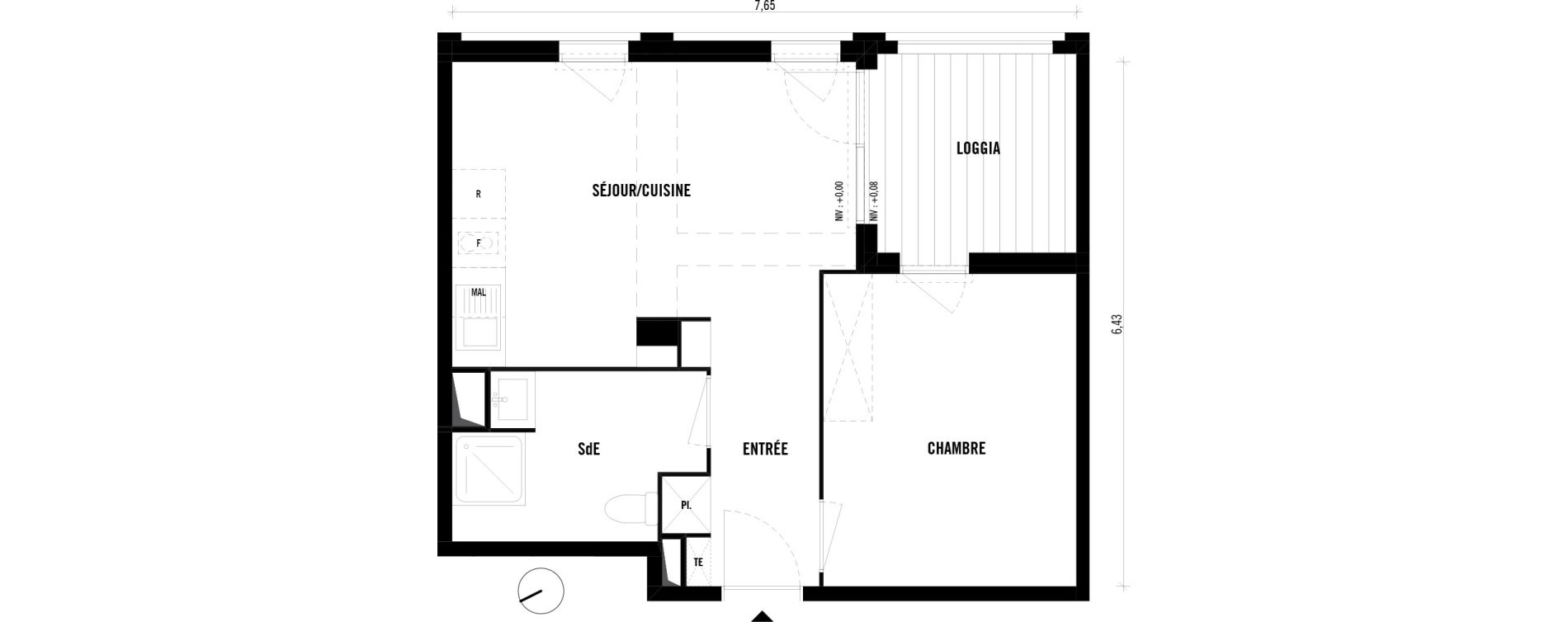 Appartement T2 de 39,25 m2 &agrave; Toulouse Empalot